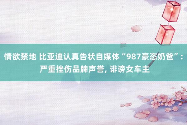 情欲禁地 比亚迪认真告状自媒体“987豪恣奶爸”: 严重挫伤品牌声誉， 诽谤女车主